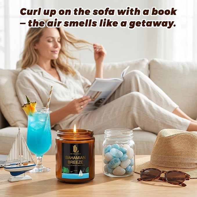 Scented Candles Set, 4 Pack Soy Candles for Home Scented, Candle Gifts for Women Men, 28oz 200 Hours Burn, Scents of Pineapple Cocktail/Coconut Vanilla/Pink Sands/Bahamian Breeze