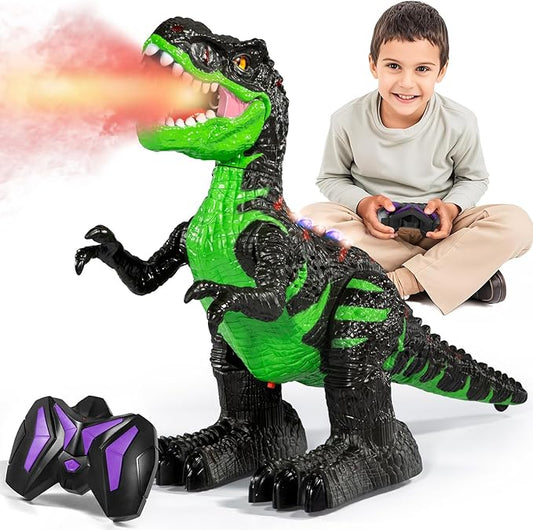 Remote Control Dinosaur Toys for Kids 3-5 5-7 8-12, RC Walking T-Rex Dinosaur Robot Toy with Water Mist Spray, Lights and Sounds, Rechargeable Battery, 3 4 5 6 7 8 Years Old Boy Girl Birthday Gift