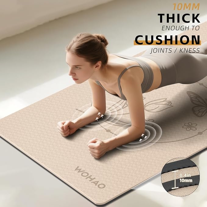 Large 76"x40"x0.4" Yoga Mat - Extra Width & Thick Non-Slip Exercise Mat, Versatile for Stretching, Yoga Studio, Gym, Home & Indoor/Outdoor Workouts