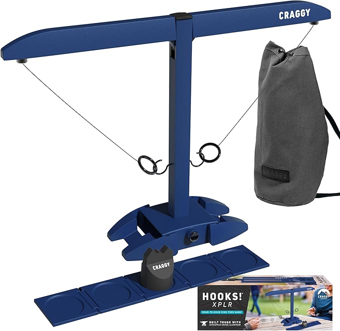 Craggy Games Ring Toss & Shot Ladder Game Hooks XPLR - Portable Aluminum Hook and Ring for Indoor/Outdoor Games - Game Night, Party Games, Travel, Multiplayer Fun