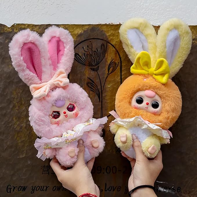 CALEMBOU Plush Doll Blind Box, Cute Rabbit Stuffed Animal Vinyl Plush Toys, Kawaii 1 of 6 Possible Mystery Collectible Toys Cute Soft Animals Charm Birthday Gifts (Lili's Rabbit Town 1pc)