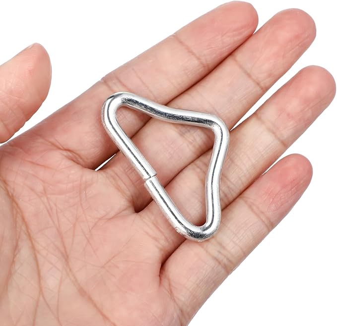 BESPORTBLE 20pcs Triangle Buckle Replacement - Stainless Steel V- Rings for Trampoline Parts & Accessories Durable Silver Triangle Rings for Outdoor Gear and DIY Bags