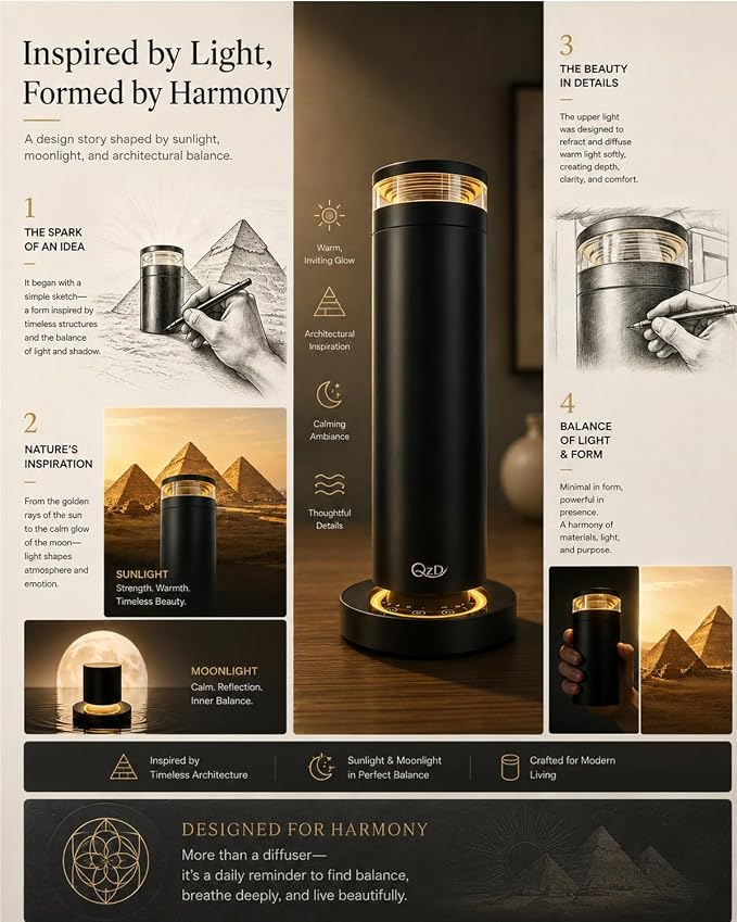 Waterless Aroma Diffuser – Cold Air Scent Machine for Home, Office, Hotel & Spa – Dual Warm Ambient Lighting – Include LUNEVIA Essential Oil Refill – Premium Home Fragrance Gift Set