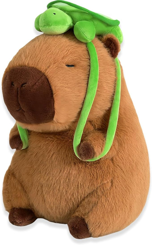 Capybara Plush-11.8Inch Cute Capybara Stuffed Animal with Turtle Backpack- Kawaii Soft Capibara Pillow Birthday Gifts for Adults and Kids