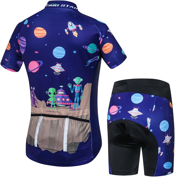Hotlion Kids Cycling Jersey Set Short Sleeve Boys Mountain Bike Shirt Girls Cartoon Bicycle Tops Childs for Riding Biking