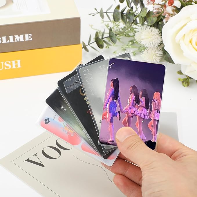 100 Pcs photocard Sleeves, 57x88mm Ultra Clear and Thick Sleeves Idol Photo Cards Protector Trading Cards Shield Cover
