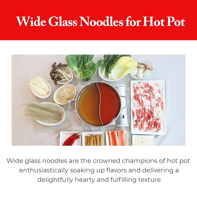 Wang Wide Glass Noodles, Korean Sweet Potato Glass Noodles | Japchae & Hot Pot, Sweet Potato Starch, Gluten Free, Vegan, Pack of 1 (10.58 oz)