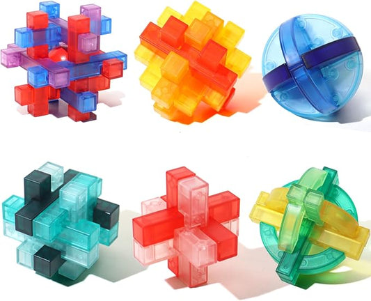 6 Pack Puzzle Games Brain Teasers Toy- 3D Puzzles for Teens and Adults -Logic Puzzle Snake Cube Magic Cube Magic Ball Brain Teaser Intellectual Removing Assembling Toy
