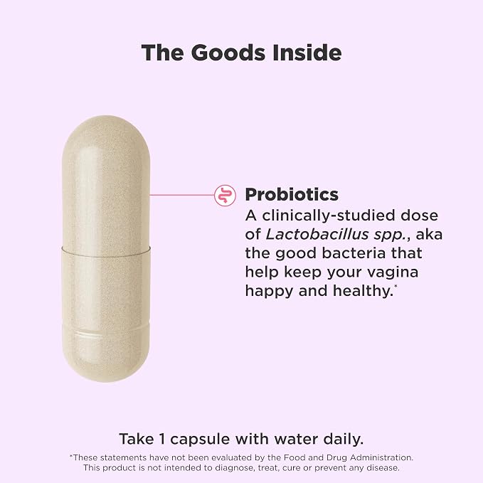 OLLY Happy Hoo-Ha Capsules, Probiotics for Women or People wth Vaginas, Vaginal Health and pH Balance, * 10 Billion CFU, Gluten Free, 25 Count (Pack of 2)