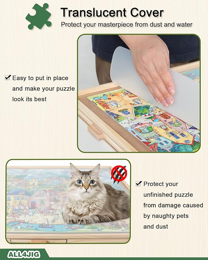 ALL4JIG 2000 Pieces Rotating Puzzle Board with 6 Drawers and Cover,28"x40"Portable Wooden Jigsaw Puzzle Table for Adults,Lazy Susan Spinning Puzzle Boards Birthday Gift for mom