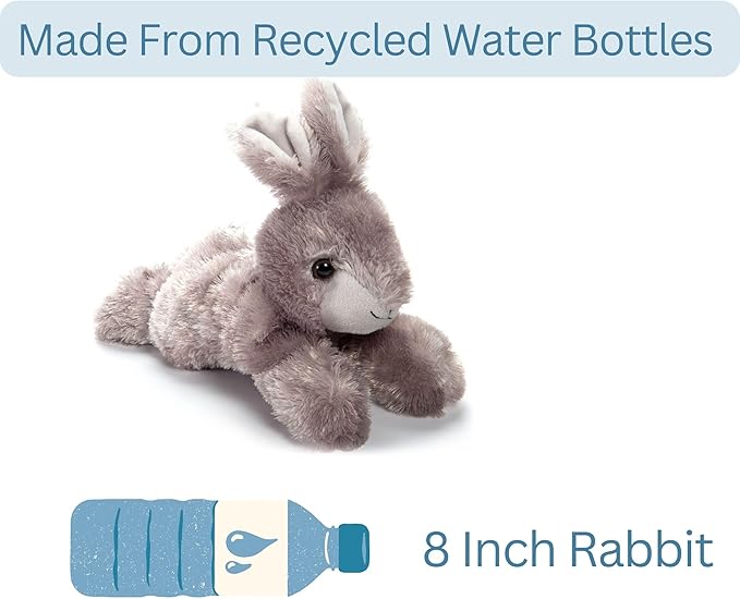 The Petting Zoo Rabbit Stuffed Animal Plushie, Gifts for Kids, Scoopz Wildlife Animals, Grey Bunny Plush Toy, 8 inches