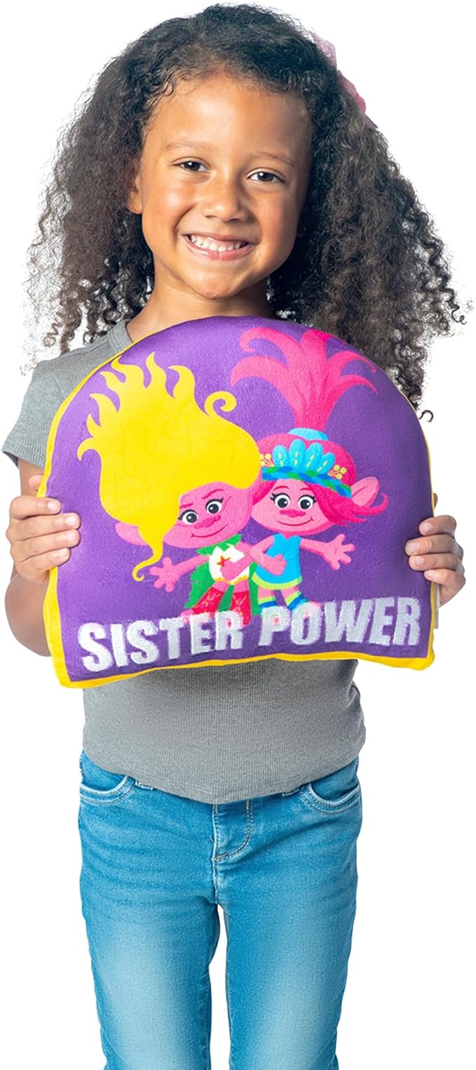 Northwest Trolls Sister Power Cloud Pillow 12" – Plush Kids Stuffed Toy, Colorful Cartoon Bedroom Decor, Gift for Girls & Trolls Fans