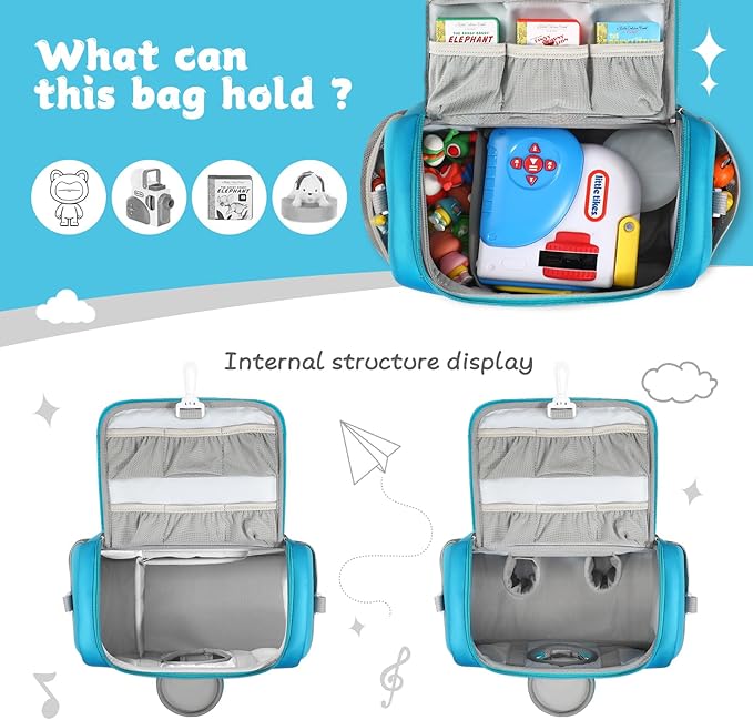 Carrying Case Compatible with Little Tikes for Story Dream Machine Books Starter Set, Portable Storage Bag with Handle and Shoulder Strap for Storytime, Storybook, Character Accessories (Blue)