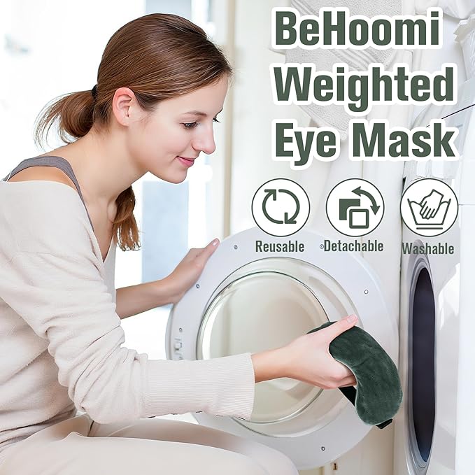 BeHoomi Heated Eye Mask, Weighted Sleep Mask Warm Compress for Eyes, Cooling Eye Mask for Sleeping, Reusable Eye Masks for Home, Office, Hot and Cold for Eye Relaxation, Mothers Day Gifts (Grey)