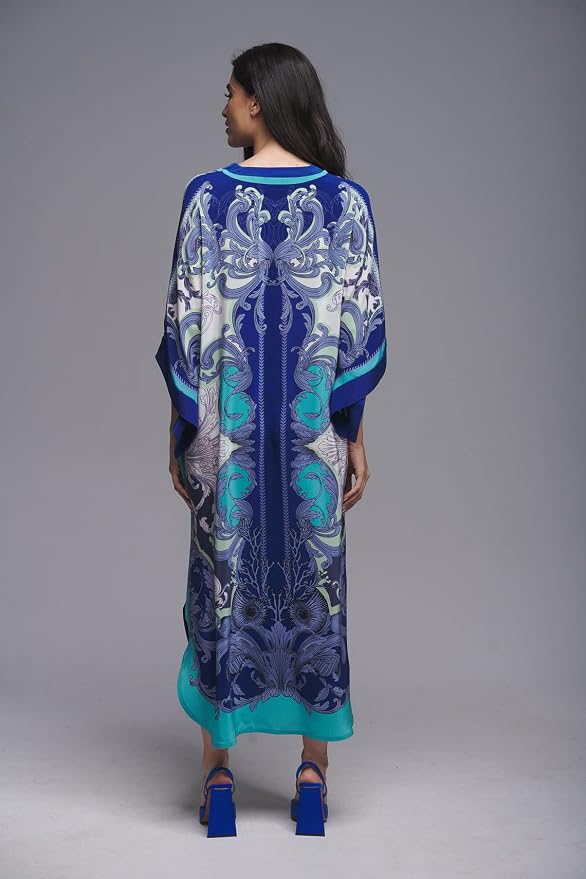 Venasha Womens Caftan Floral Print Kaftan Dress Short Sleeve Swimsuit Cover up Loungewear for Summer