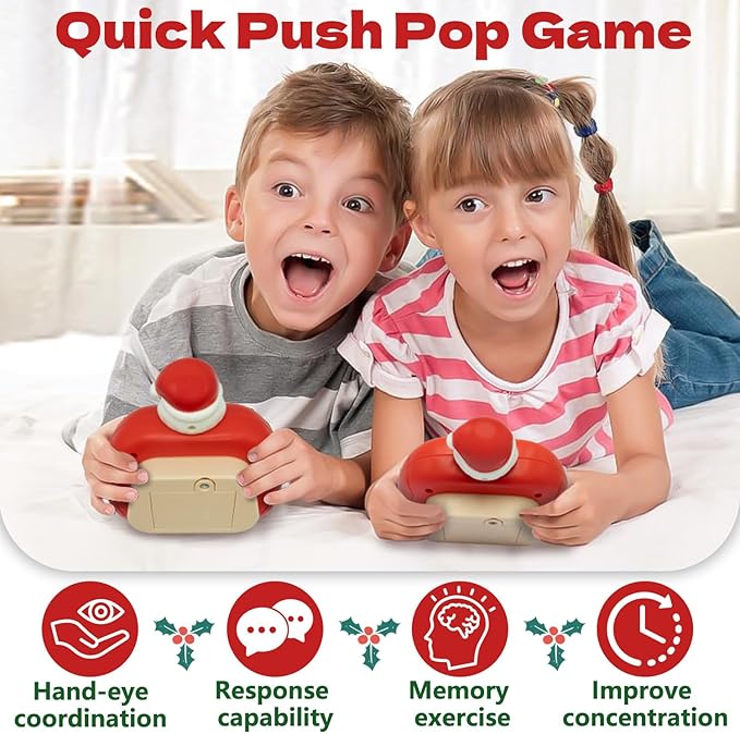 Pop Fidget Game Toys for Christmas, Santa Claus Light Up Fidget Toy Electric Pop Bubble Game Controller Handheld Puzzle Game Sensory Toys for Kids Christmas 2025 Gifts for Kids