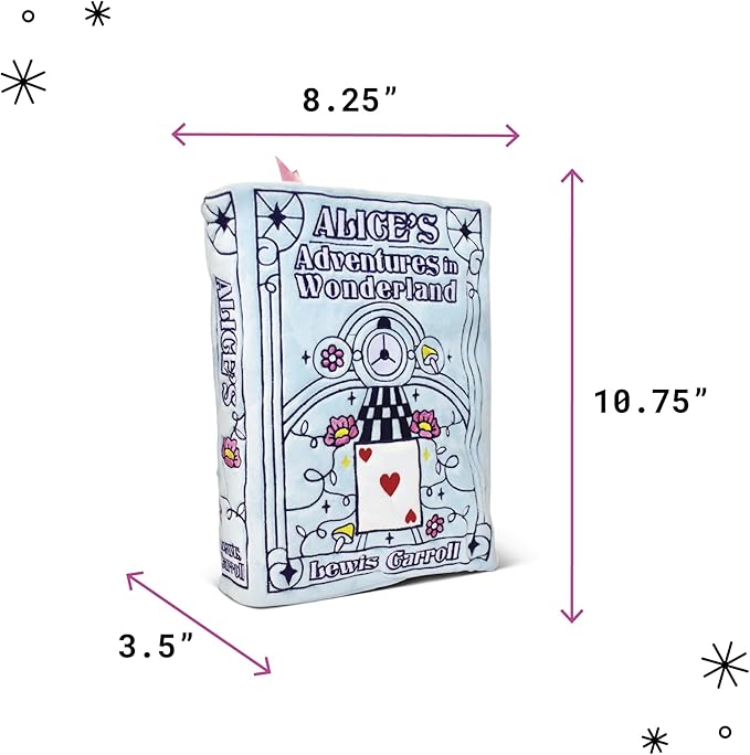 Punchkins Alice in Wonderland Book Plush, Soft Collectible Gift for Book Lovers, Readers, Teachers, Bookworms– Literary Decor for Library, Office, or Study– 11x7/PillowSize