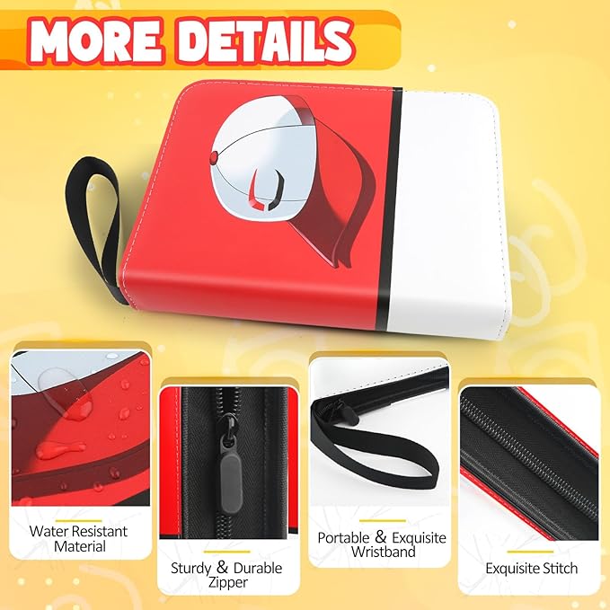 Premium Collectible Trading Card Albums，Card Binder Fits 400 Cards with 50 Removable Sleeves，Display Game Card Case book Holder, Boys Hats Themes