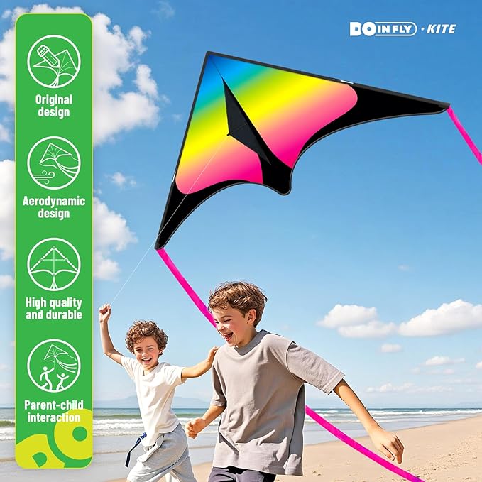 Delta Kite for Kids & Adults, Extremely Easy to Fly Kite, Suitable for Family outings, Outdoor Games and activitie