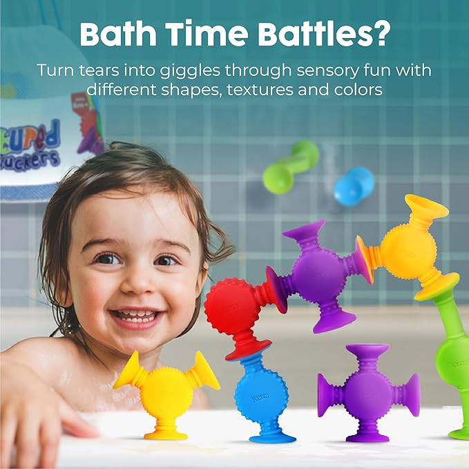 BUNMO Bath Toys Suction - Connect, Build, Create - Bath Toys - Hours of Fun & Creativity - Fine Motor Skills - Stimulating Sensory Toys - Non-Mouthable Toy 3+ - Textured 44 Pack