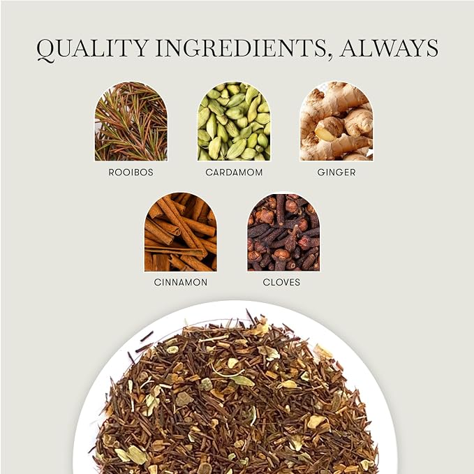 Luxmi Estates Rooibos Chai Herbal Tea, 25 Biodegradable Pyramid Tea Bags (50g, 1.76oz) | South African Rooibos with Indian Chai Spices - Cardamom, Cinnamon, Ginger & Cloves | Caffeine-Free Chai Alternative, Vegan