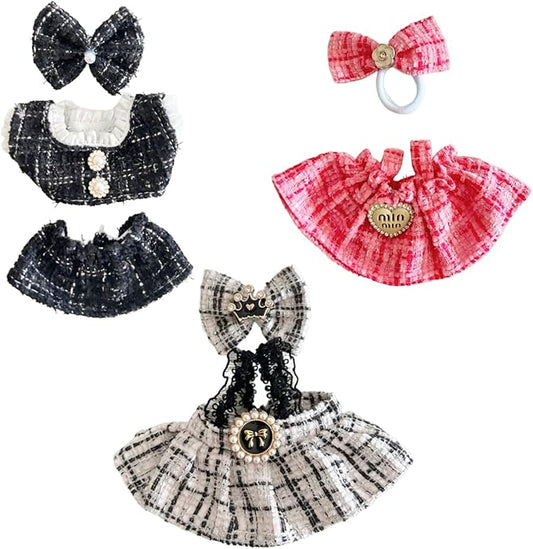 3Pcs-Clothes for Labubu Accessories,, Handcrafted 15cm-17cm for Labubu Clothes Set, Fashions Stylish Luxury Chic Doll Clothes Style Set (NO Doll)