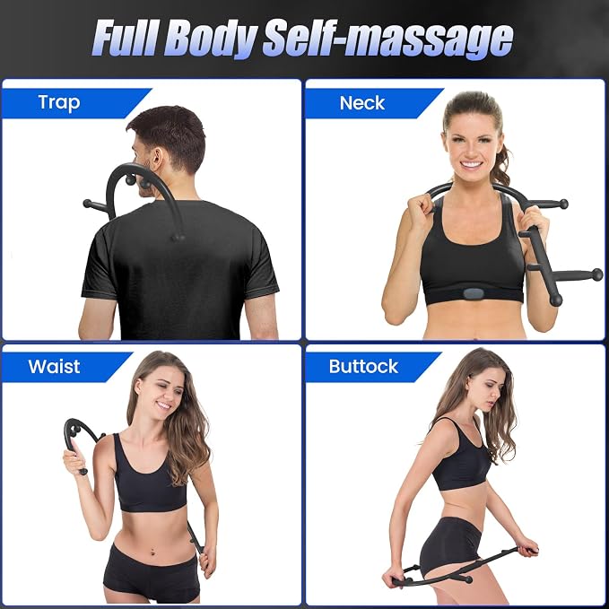 Trigger Point Massage Cane for Back Neck Shoulder and Full Body Deep Tissue Massage Hook for Muscle Knots, Ergonomic Self Massage Tool for Hard-to-Reach Areas, Lightweight Portable, FSA-HSA Eligible