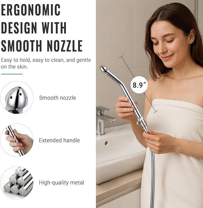 Shower Enema System with Water Control Valve and Silicone Nozzles for Deep Cleaning, Includes 100 Inches Hose for Men and Women