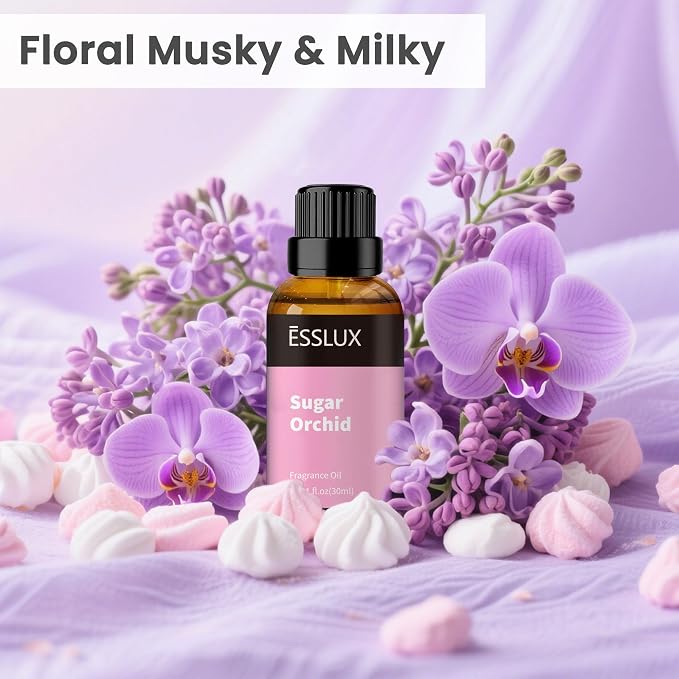 Fragrance Oil, ESSLUX Sugar Orchid Large Single Essential Oil 30ml, Aromatherapy Candle Making Scents, Middle Eastern Scented Oils for Home for Diffuser, Massage, Soap, Perfume, Humidifier