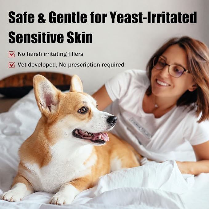 Dog Yeast Infection Treatment Chews, Itchy Skin Ear & Paw Relief for Dogs, Ringworm Malassezia Support Supplement,100% Veterinarian Formulated for All Ages & Weights,Chicken Flavor, 30 Count