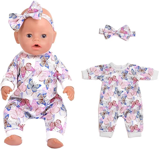5 Sets Baby Doll Accessories and Clothes - Headbands, Pajamas for 15-18 Inch Dolls, 10 PCs Total