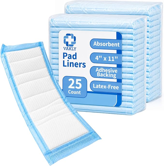 Vakly Postpartum Panty Liner Pads 4" x 11" (50 Pack) – Large Super Absorbent Maternity Pad Liners for Overnight Leak Protection, Incontinence Booster Pads with Adhesive (50, Count)