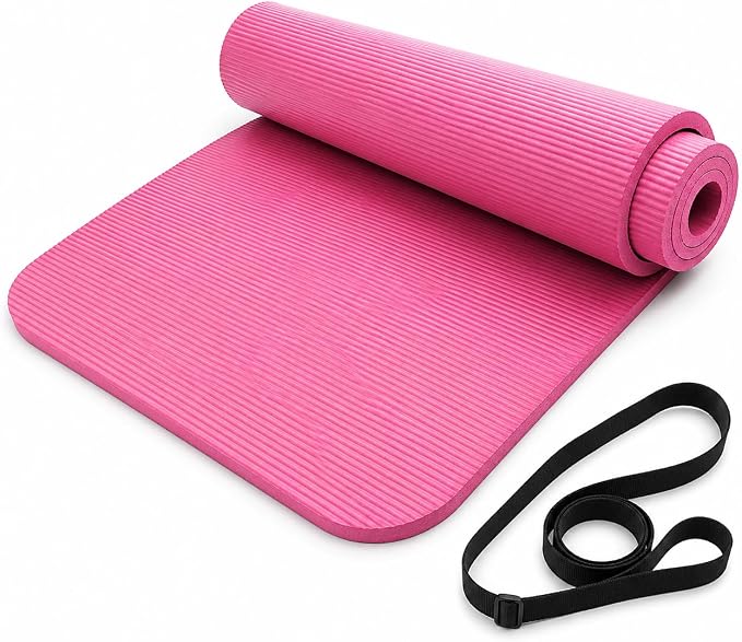 Non Slip Yoga Mat, Extra Thick TPE Exercise Mats for Home Workout with Carrying Strap, Durable Anti-Tear Fitness Mat for Pilates Stretching Gym