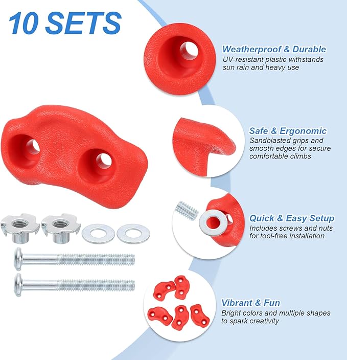PATIKIL Climbing Rock Wall Grips Play Set Climber Attachments with Double Hole for Playground Accessory Indoor Outdoor