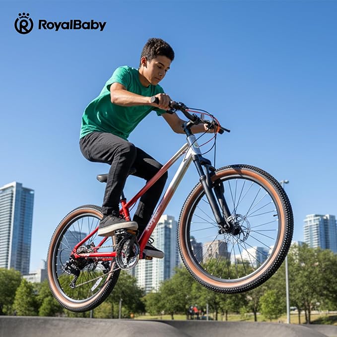 RoyalBaby Kids Mountain Bike for Boys and Girls, Ultra-Light Aluminum 20-26 Inch Wheel Bicycle for 6-14 Years Old Children, 7/21-Speeds Drivetrain
