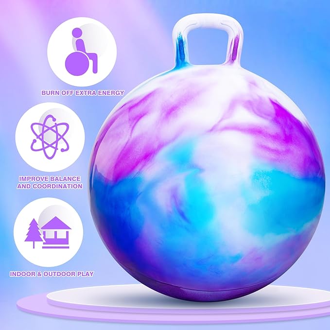 PlayZap Hopper Balls for Kids 6-12, 20 Inches Bouncy Ball with Handle, 20" Inflatable Bouncing Hopper, 50cm Bouncing Toys, Outdoor Hopping Toys for Girls Boys Gifts