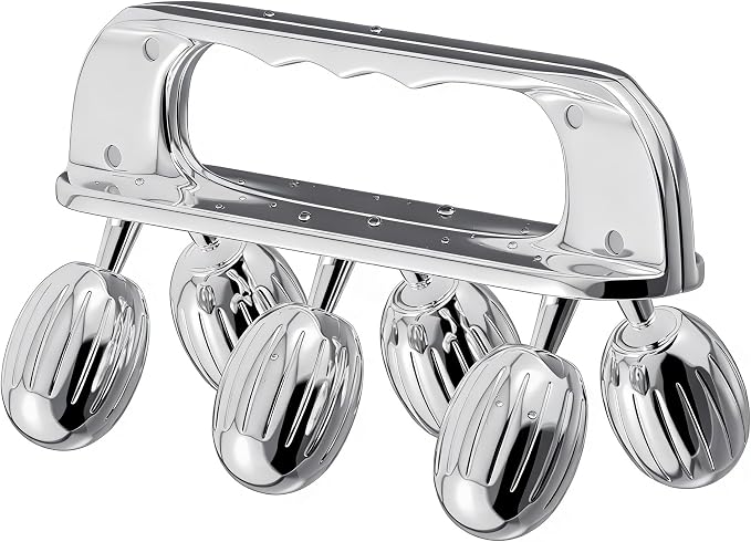 Yeamon Stainless Steel Handheld Muscle Roller, Deep Tissue Body Massager with 3 V-Shaped Roller Sets, Ergonomic Grip Manual Massage Tool for Arms, Legs & Back Relief, Post Workout Recovery