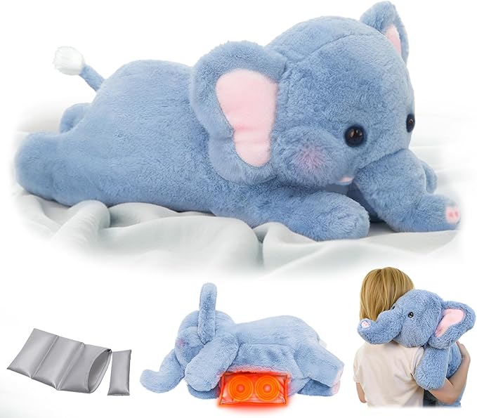 Weighted Stuffed Animals with Microwavable Heating Pad - 5lb Adjustable, Heatable & Coolable Elephant Plush for Relaxation, Removable Inner Pad, Perfect Plush Gift for Kids Adults (23 Inch)