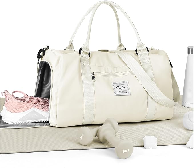 Gym Bag Womens Mens with Shoes Compartment and Wet Pocket Travel Duffel Bag for Women for Plane Sport Gym Tote Bags Swimming Yoga Small Waterproof Weekend Overnight Carry on Bag Hospital Holdalls