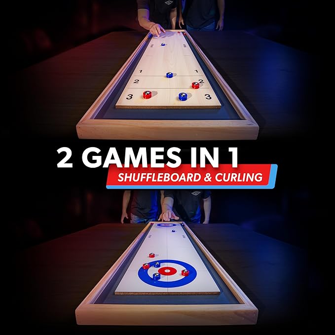GoSports Shuffleboard and Curling 2 in 1 Tabletop Board Game