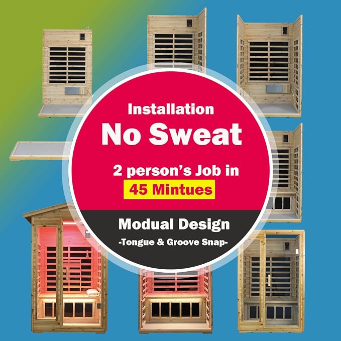 Upgraded Outdoor Sauna 902VSN Far Infrared Saunas, Outdoor Wooden Dry Sauna Low EMF Hemlock Wood (Upgraded Outdoor 2 Person)