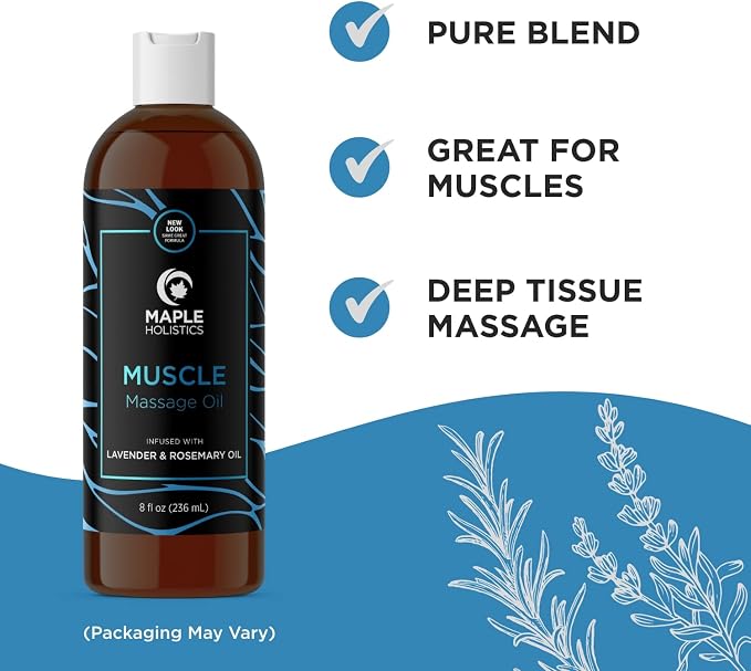 Sensual Couples Massage Oil - Tropical Full Body Oil with Jojoba, Coconut & Sweet Almond Plus Sore Muscle Relief with Rosemary - Non GMO, Gluten Free & Vegan