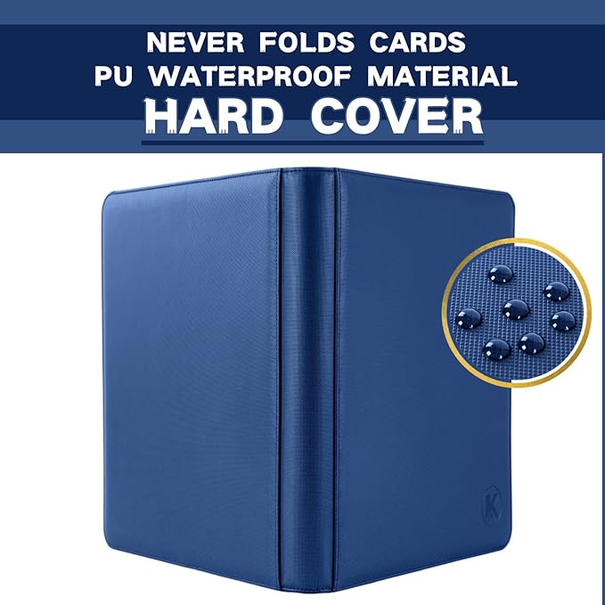 Top loader Binder, Holds 128+ Toploaders, 4 Pocket Top Loader Card Storage Case, Double-Sided Pockets for trading card in 3 x 4'' Toploaders（Navy Blue）