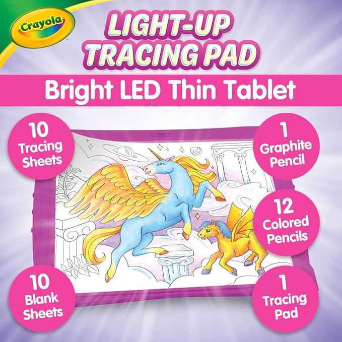 Crayola Light Up Tracing Pad - Pink, Writing & Drawing Art Kit for Kids & Adults, Kids Toys, Tracing Light Box Table, Holiday & Christmas Gifts for Girls & Boys, 6+ [Amazon Exclusive]