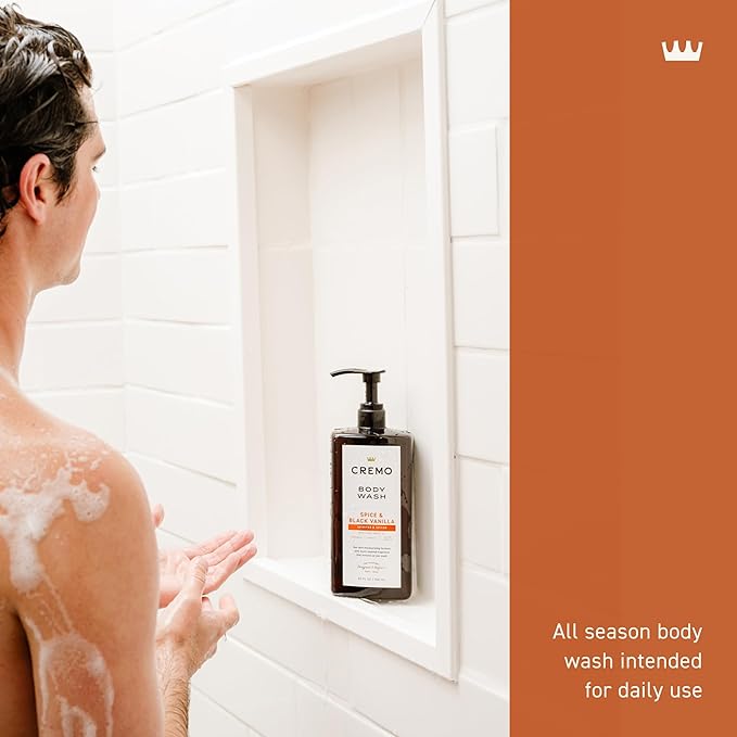 Cremo Rich-Lathering Spice & Black Vanilla Body Wash for Men, 32 Fl Oz