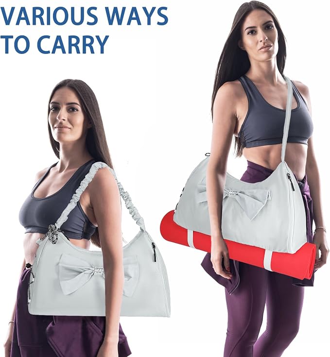 LARIPOP Yoga Bag for Women, Gym Duffel Bag with Shoe Compartment, Wet Dry Separate Pocket, Adjustable Yoga Mat Holder, Travel Weekender Carry On Overnight Bag