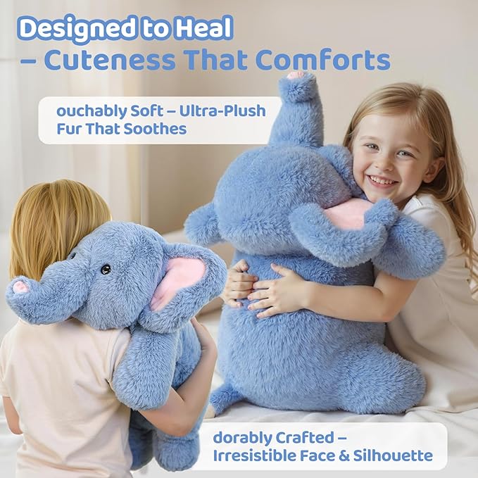 Weighted Stuffed Animals with Microwavable Heating Pad - 5lb Adjustable, Heatable & Coolable Elephant Plush for Relaxation, Removable Inner Pad, Perfect Plush Gift for Kids Adults (23 Inch)
