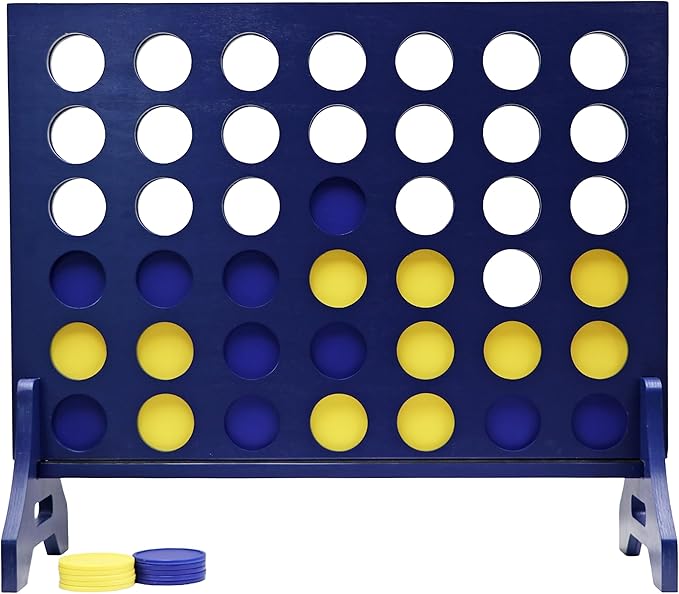 Tailgating Pros Premium Navy Giant Four in a Row with Carrying Case - Jumbo Oversized Outdoor Yard Game - Connect Multiple Pucks in a Row to Win - Many Puck Colors Available!