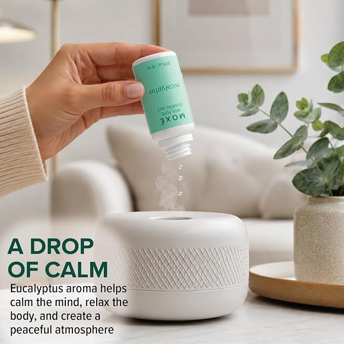 MOXĒ Eucalyptus Aromatherapy Gift Set, Essential Oil, Shower Steamer Spray, Portable Nasal Inhalers, Diffuser Essential Oil, Sinus & Congestion Relief, Therapeutic Grade, Made in USA