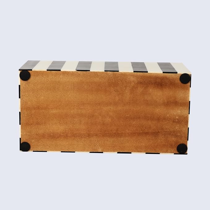 Handicrafts Home Decorative Storage Box with Lid, Black and White Decorative Remote Holder Box, Coffee Table Storage Box for Living Room, Console Table & Shelf Decor, Puzzle Check - 10 x 6 x 2.5